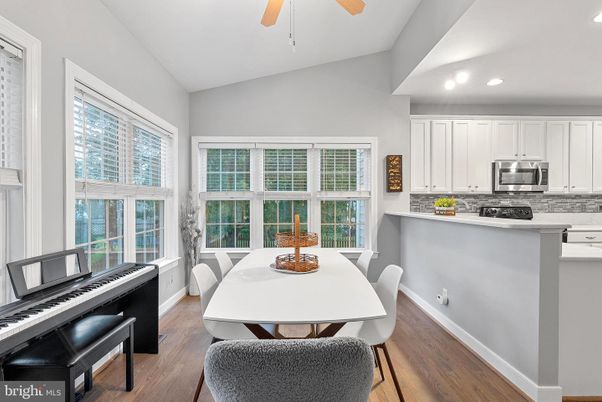Dining room, Interior, Kitchen, Recessed Lighting, Wood Texture Flooring