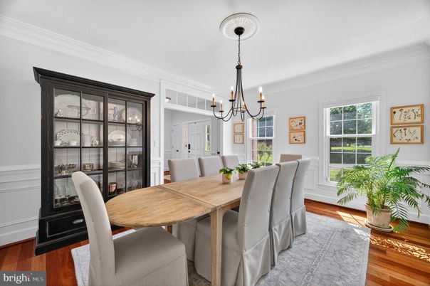 Chandelier, Dining room, Interior, Wood Texture Flooring