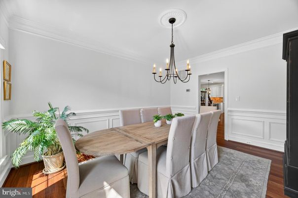 Chandelier, Dining room, Interior, Wood Texture Flooring