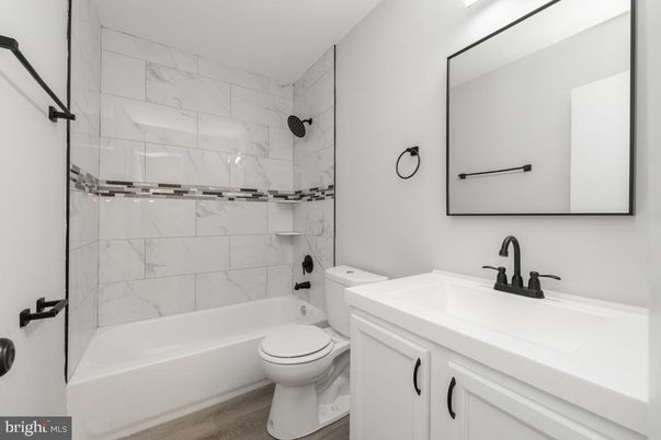 Bathroom, Interior, Marble Walls, Wood Texture Flooring