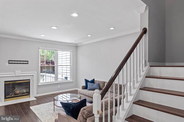 Fireplace, Interior, Recessed Lighting, Wood Texture Flooring