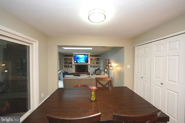 Dining room, Fireplace, Interior, Living room, Wood Texture Flooring