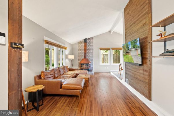 Fireplace, Interior, Living room, Stone Walls, Wood Texture Flooring