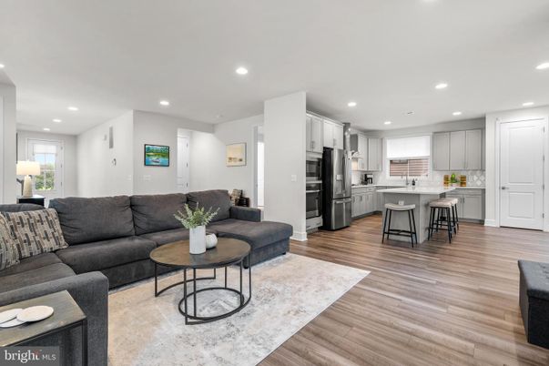 Interior, Kitchen, Living room, Recessed Lighting, Stainless Steel Appliances, Wood Texture Flooring