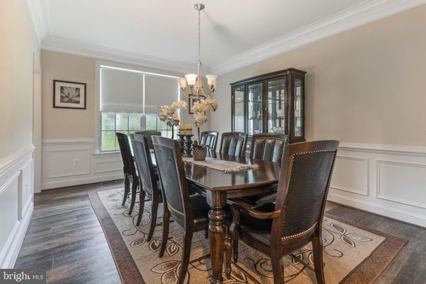Chandelier, Dining room, Interior, Wood Texture Flooring