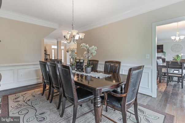 Chandelier, Dining room, Interior, Wood Texture Flooring