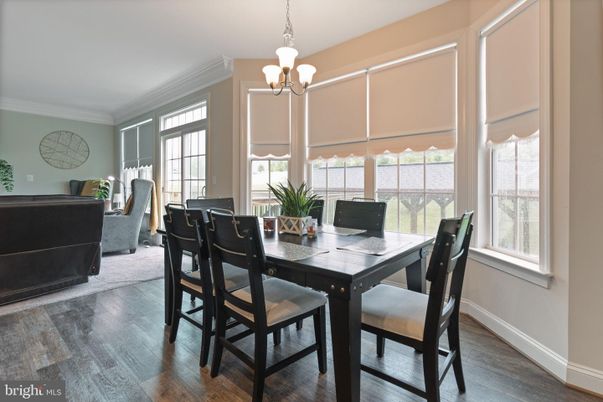 Chandelier, Dining room, Interior, Wood Texture Flooring
