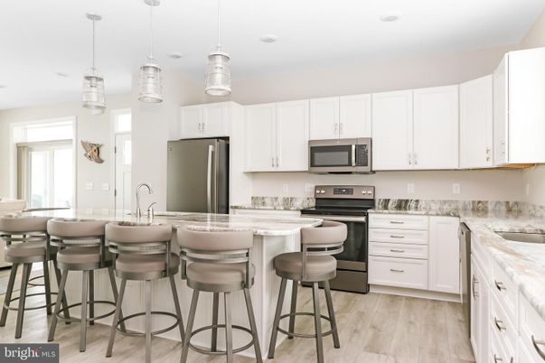 Interior, Kitchen, Pendant Lights, Recessed Lighting, Wood Texture Flooring