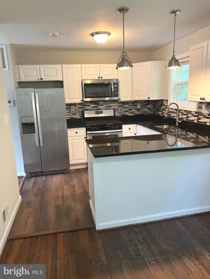 Interior, Kitchen, Pendant Lights, Stainless Steel Appliances, Wood Texture Flooring