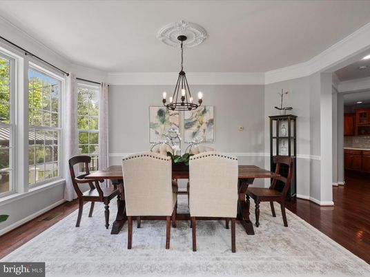 Chandelier, Dining room, Interior, Wood Texture Flooring