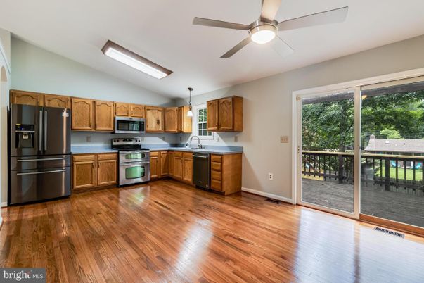 Interior, Kitchen, Stainless Steel Appliances, Wood Texture Flooring