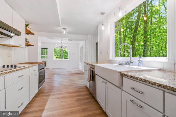 Chandelier, Interior, Kitchen, Pendant Lights, Wood Texture Flooring