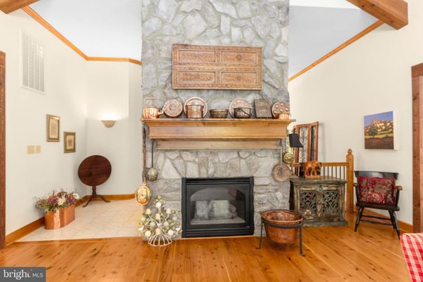 Fireplace, Interior, Stone Walls, Wooden Beams, Wood Texture Flooring