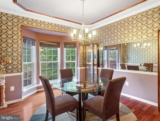 Chandelier, Dining room, Interior, Wood Texture Flooring