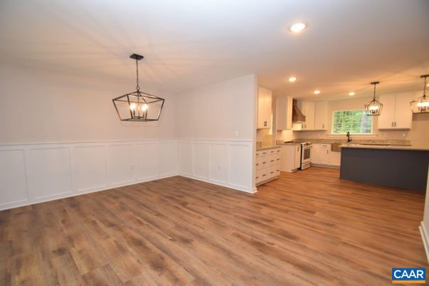 Interior, Kitchen, Pendant Lights, Recessed Lighting, Wood Texture Flooring
