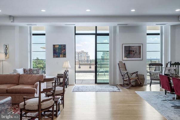 Dining room, Interior, Living room, Recessed Lighting, Wood Texture Flooring
