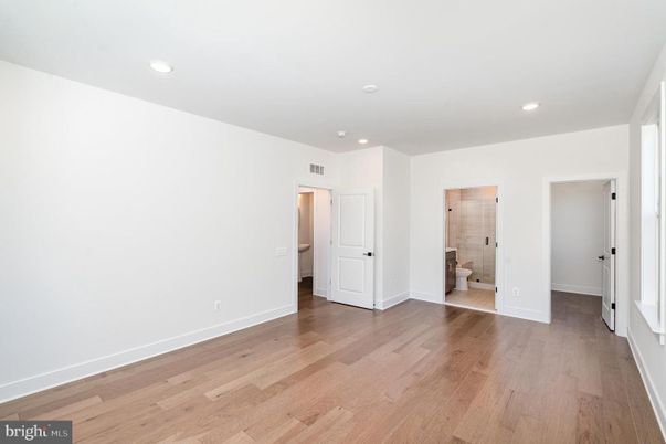 Bathroom, Empty room, Interior, Recessed Lighting, Wood Texture Flooring