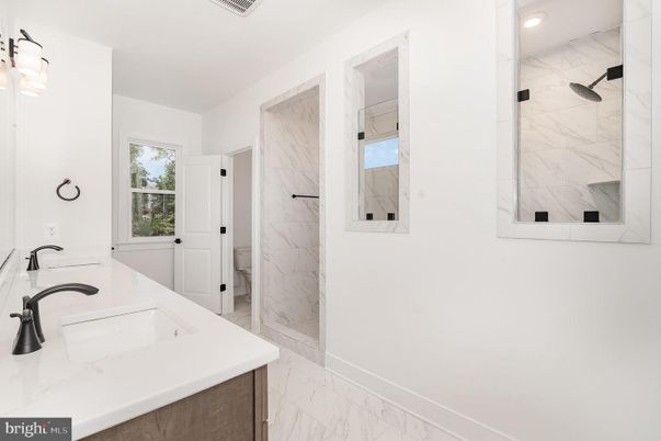 Bathroom, Glass Shower, Interior, Marble, Marble Walls, Recessed Lighting