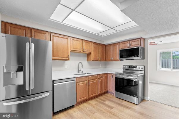 Interior, Kitchen, Stainless Steel Appliances, Wood Texture Flooring