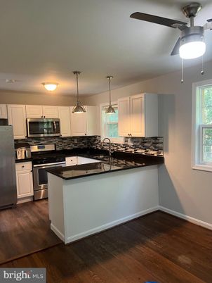 Interior, Kitchen, Pendant Lights, Stainless Steel Appliances, Wood Texture Flooring