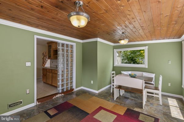 Dining room, Interior, Pendant Lights, Wooden Ceilings
