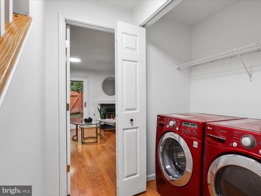 Fireplace, Interior, Recessed Lighting, Utility Closets, Washer, Wood Texture Flooring