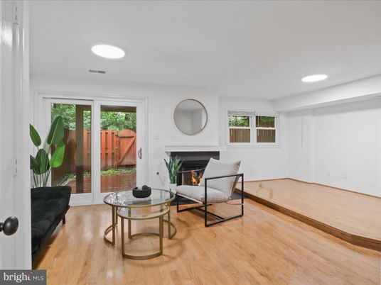 Fireplace, Interior, Recessed Lighting, Wood Texture Flooring