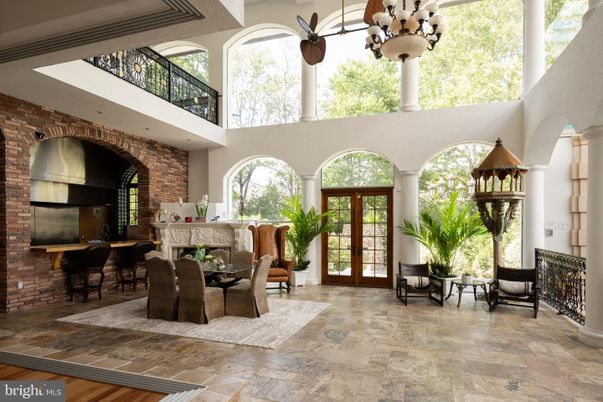 Chandelier, Exterior, Fireplace, Interior, Living room