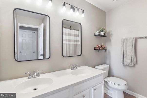 Bathroom, Dual Sink Vanities, Interior, Wood Texture Flooring
