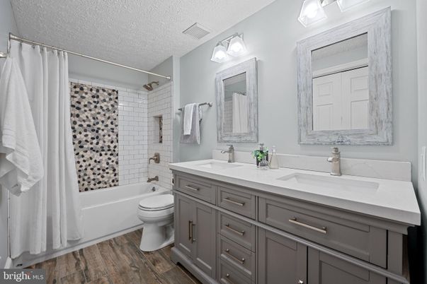Bathroom, Dual Sink Vanities, Interior, Wood Texture Flooring