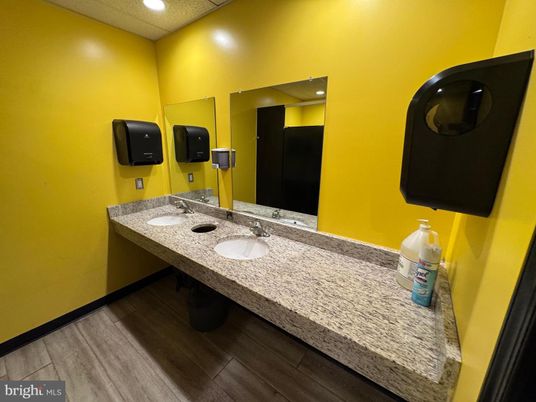 Bathroom, Dual Sink Vanities, Interior, Recessed Lighting, Wood Texture Flooring