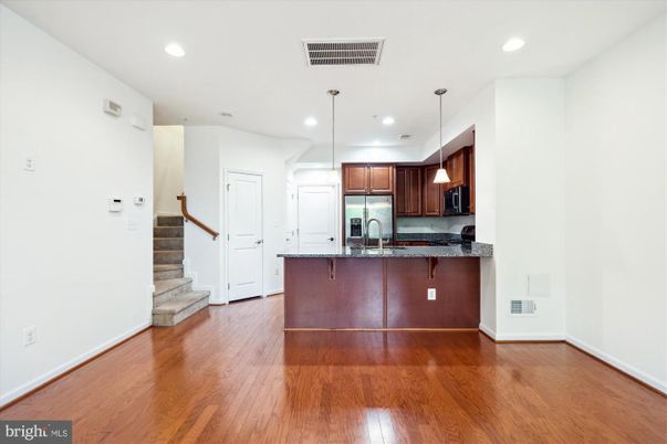 Interior, Kitchen, Pendant Lights, Recessed Lighting, Wood Texture Flooring