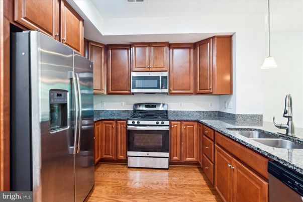 Interior, Kitchen, Pendant Lights, Stainless Steel Appliances, Wood Texture Flooring