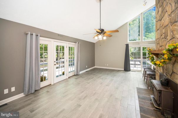 Empty room, Interior, Stone Walls, Wood Texture Flooring