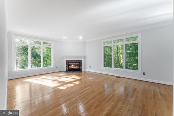 Empty room, Fireplace, Interior, Recessed Lighting, Wood Texture Flooring