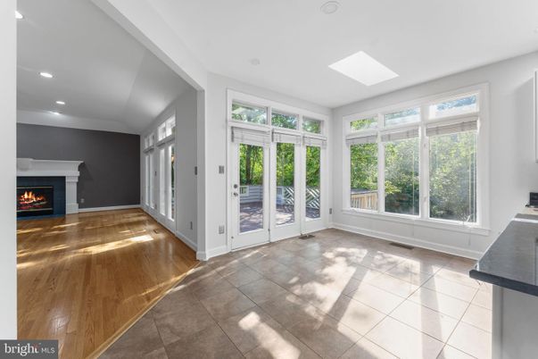 Empty room, Fireplace, Interior, Recessed Lighting, Wood Texture Flooring
