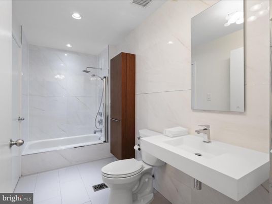 Bathroom, Interior, Marble Walls, Recessed Lighting