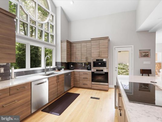 Interior, Kitchen, Stainless Steel Appliances, Wood Texture Flooring