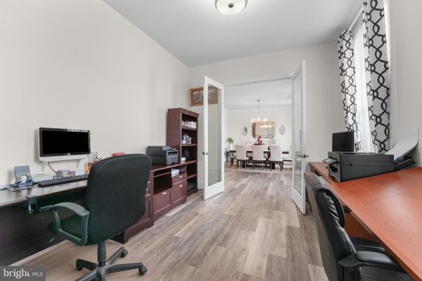 Chandelier, Home Office, Interior, Wood Texture Flooring
