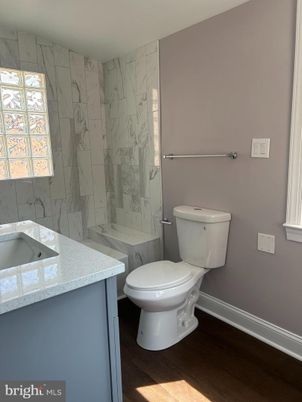 Bathroom, Interior, Marble Walls, Wood Texture Flooring