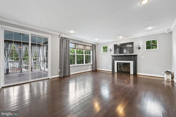 Empty room, Fireplace, Interior, Recessed Lighting, Wood Texture Flooring