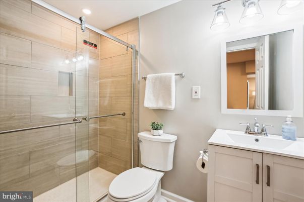 Bathroom, Glass Shower, Interior, Recessed Lighting