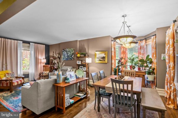 Dining room, Interior, Living room, Pendant Lights, Wood Texture Flooring