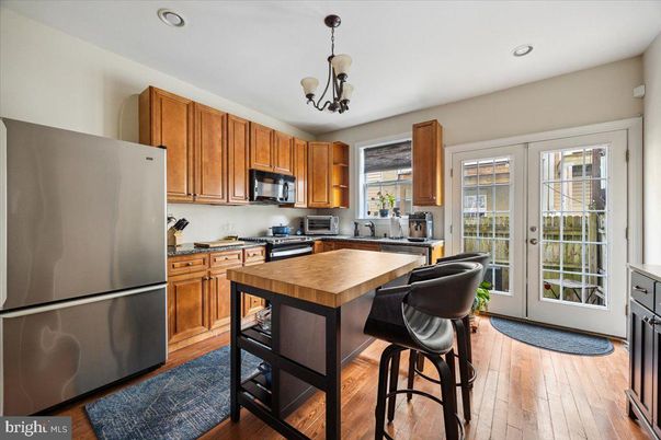 Chandelier, Interior, Kitchen, Recessed Lighting, Wood Texture Flooring