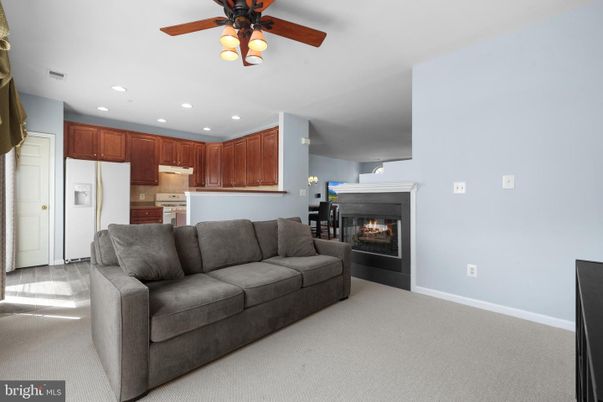 Fireplace, Interior, Kitchen, Living room, Recessed Lighting