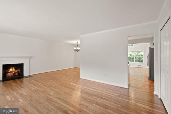 Chandelier, Empty room, Fireplace, Interior, Wood Texture Flooring