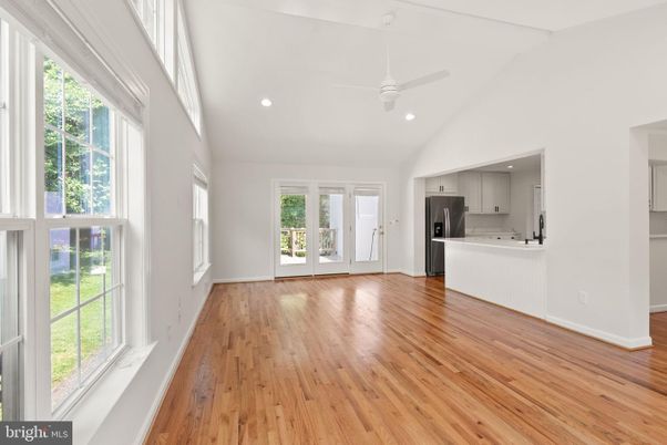 Empty room, Interior, Kitchen, Recessed Lighting, Wood Texture Flooring