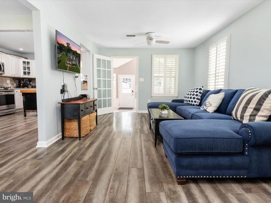 Interior, Kitchen, Living room, Recessed Lighting, Stainless Steel Appliances, Wood Texture Flooring