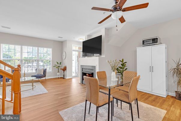 Dining room, Fireplace, Interior, Wood Texture Flooring
