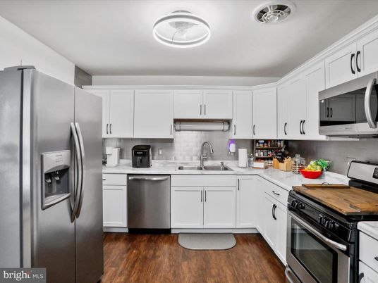 Interior, Kitchen, Stainless Steel Appliances, Wood Texture Flooring